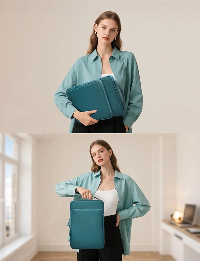 HYZUO 15-16 Inch Laptop Bag Sleeve for MacBook Pro 16 M4 M3 M2 M1 2025-2019, 15" Surface Book, Notebook Case for 15" 15.6" Dell HP Lenovo ThinkBook Asus Acer Samsung Huawei, Dark Green