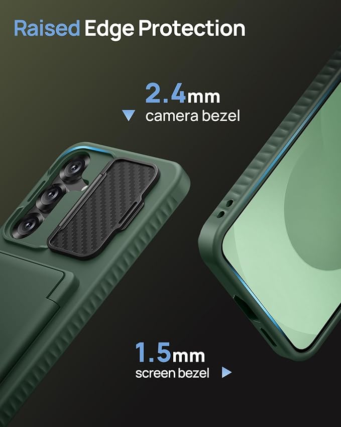 for Samsung Galaxy S25+ Plus Case Wallet with Stand, Built-in Card Holder & Camera Cover, Military Grade Drop Protection Shockproof Rugged Protective Wallet Phone Case for S25+ Plus 2025, Green