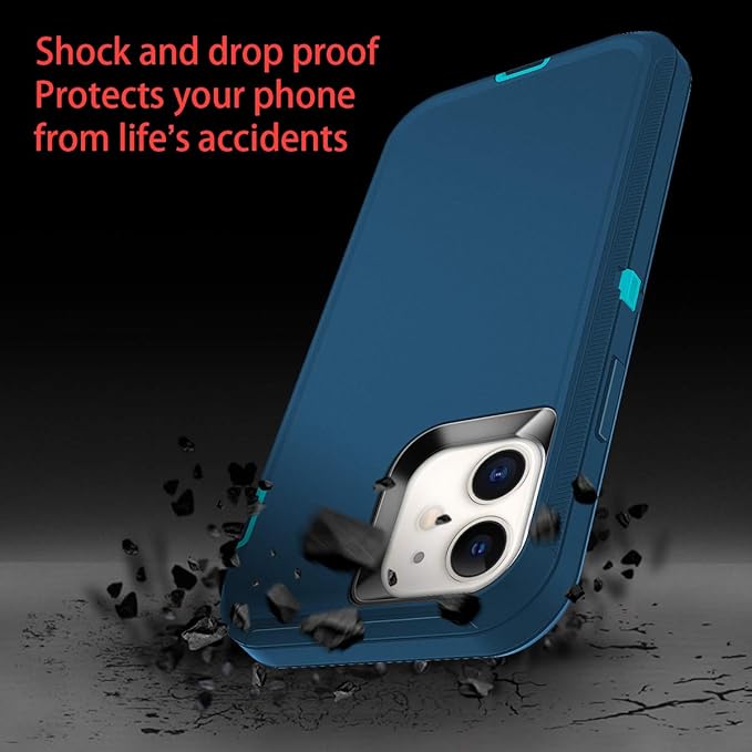 for iPhone 11 Case Shockproof Dust/Drop Proof 3-Layer Full Body Protection [Without Screen Protector] Rugged Heavy Duty Cover Case for Apple iPhone 11 6.1" 2019,Turquoise