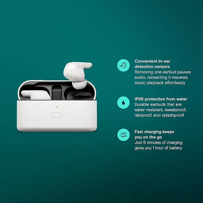 EPOS ADAPT E1 True Wireless Earbuds White - Hybrid ANC, Multi-Point Bluetooth, Microsoft Teams & Made for iPhone Certified, 50H Battery, Wireless Charging, Semi Open, USB C Dongle IPX5 Water Resistant