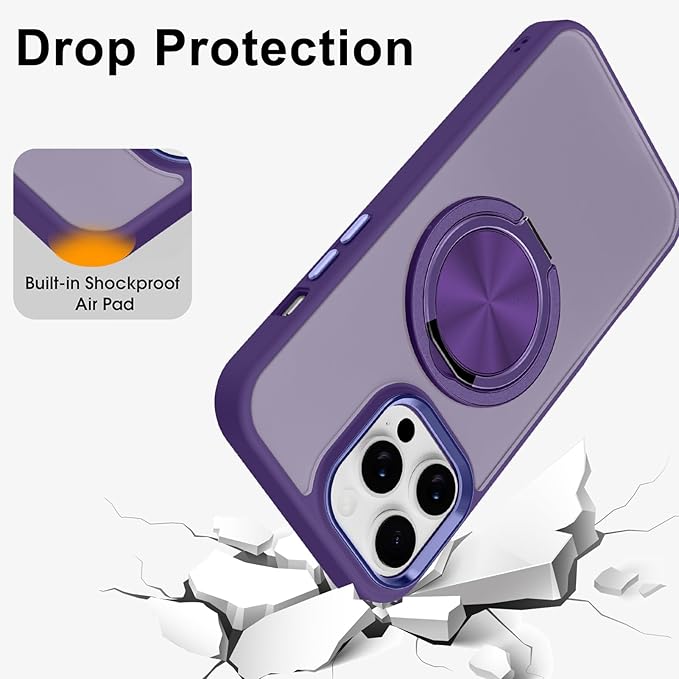 ZIYE Dark Purple Case for iPhone 14 Pro Max Case with Stand [Compatible with MagSafe] Heavy Duty Protection Military Grade Shockproof Magnetic Cover with 360 Rotatable Ring Kickstand for Women Men