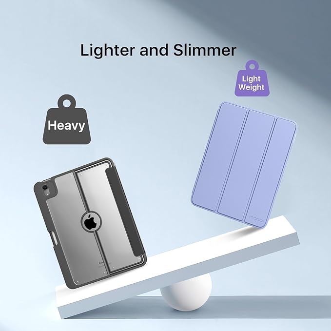 MoKo for iPad (A16) 11th Generation Case 11 Inch 2025, iPad 10th Gen Case 10.9 Inch 2022 with Pencil Holder, Slim Light Trifold Protective Cover with Hard PC Translucent Back Shell, LavenderPurple