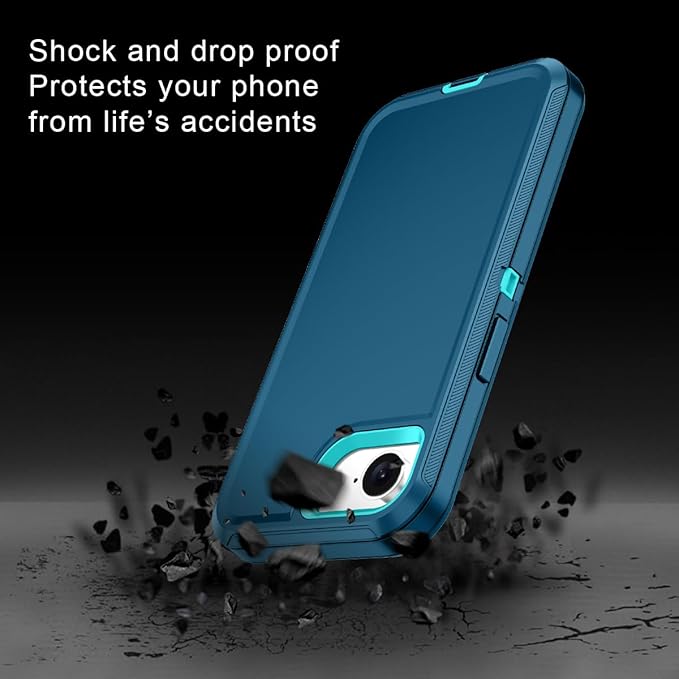 for iPhone 16e Case Shockproof Dust/Drop Proof 3-Layer Full Body Protection [Without Screen Protector] Rugged Heavy Duty Cover Case for Apple iPhone 16e 6.1" 2025,Turquoise