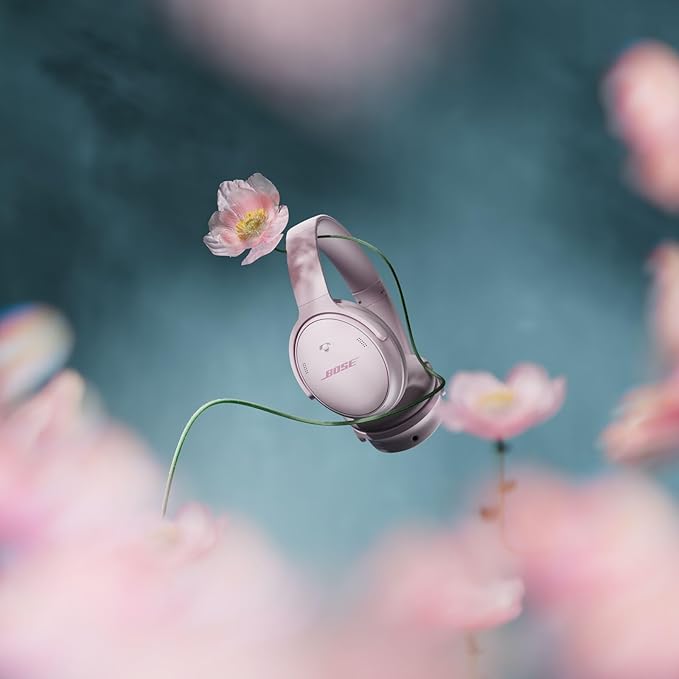 Bose QuietComfort Bluetooth Headphones, Wireless Headphones with Active Over Ear Noise Cancelling and Mic, Deep Bass, Up to 24 Hours of Playtime, Petal Pink - Limited Edition Color