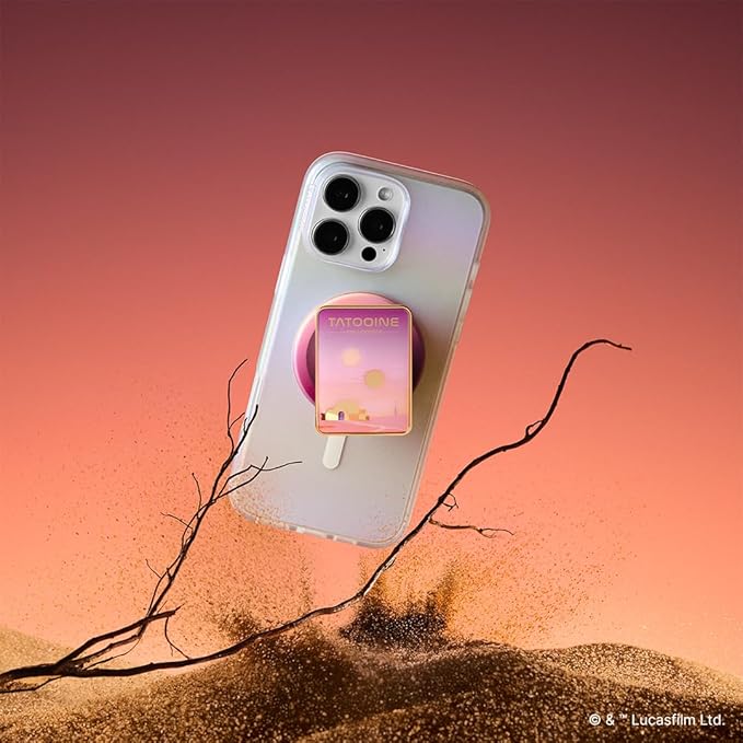 PopSockets Phone Grip for MagSafe with Kickstand, Magnetic Stand, Swappable Top, Secure Hold for iPhone MagSafe Cases, Phone & Tablet Grip, Starwars - Enamel Welcome to Tatooine