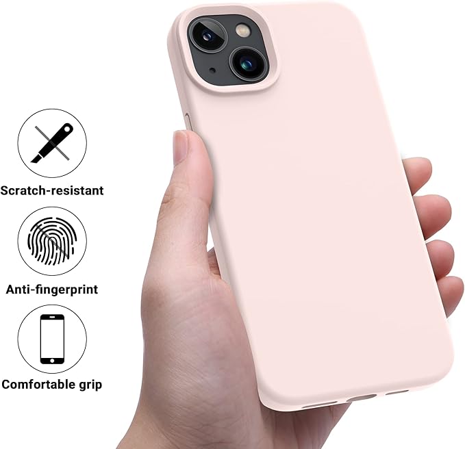 OTOFLY Designed for iPhone 14 Case, Silicone Shockproof Slim Thin Phone Case for iPhone 14 6.1 inch (Chalk Pink)