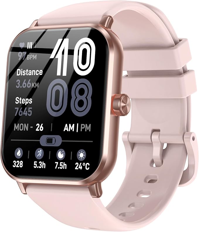 Smart Watch for Men Women, 1.83" HD Touchsreen, Bluetooth Calling, 5 ATM Water-Resistance, 130+ Sports Modes, Health, Fitness & Sleep Tracker, Timer, Fitness Watch for Android/iOS, Pink