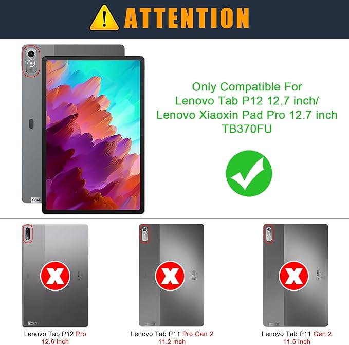 Case for Lenovo Tab P12 12.7 Inch 2023 Tablet, Smart Soft TPU Back Shell Cover with Auto Wake/Sleep Function,Gray