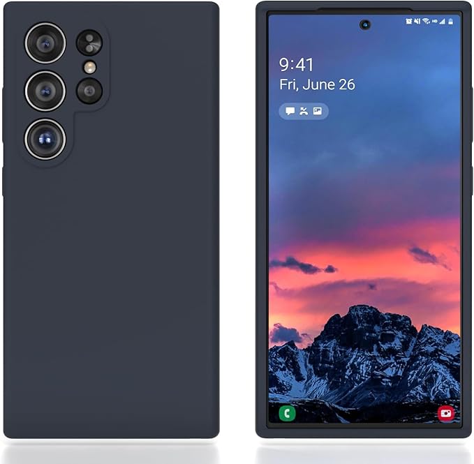 E Segoi Designed for Galaxy S24 Ultra Case, Liquid Silicone Gel Rubber Shockproof Case Soft Microfiber Cloth Lining Cushion Compatible with Galaxy S24 Ultra 5G 6.8 inch (Midnight, S24 Ultra - 6.8")