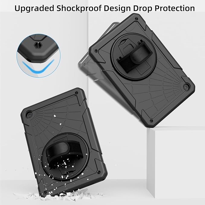 Case for Samsung Galaxy Tab A9 8.7 Inch 2023, 360° Rotating Stand, Hand Strap&Shoulder Strap Case for Samsung A9 Tablet(SM-X110/X115/X117) (Grey)