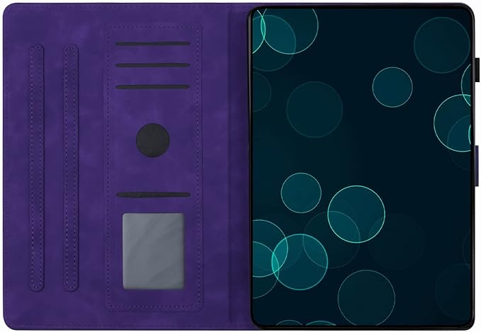 KEROM Case for Samsung Galaxy Tab A9+ Plus 11 Inch 2024 2023 (SM-X210/X216/X218), Embossed Suede Leather Folio Stand Cover with Auto Wake/Sleep & Card Slot & Pen Holder - Purple Butterfly Embossing