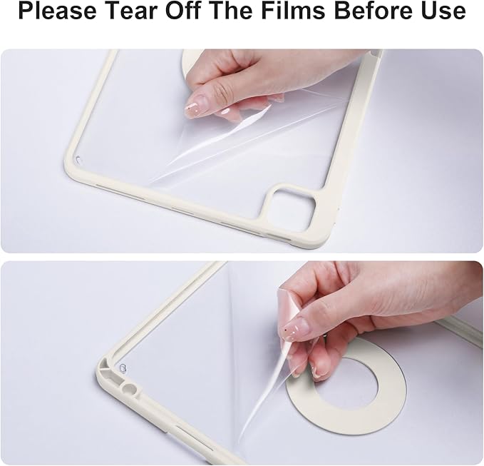 Case for iPad Air 13 Inch M3/M2 2025/2024, iPad Pro 12.9 Inch 6th/5th Generation 2022/2021 with Pencil Holder, Vertical Stand, Detachable Magnetic Trifold Stand Case,Auto Wake/Sleep,Lilac+White