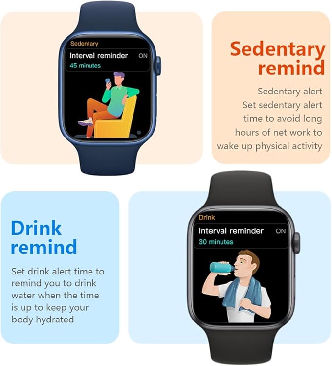 Smart Watch for Android iOS Phones Compatible iPhone Samsung, 2.09'' Fitness Activity Tracker Watch with Bluetooth Call/SMS/Sleep Monitor/Pedometer Smartwatch for Men Women with 2 Bands (Blue)