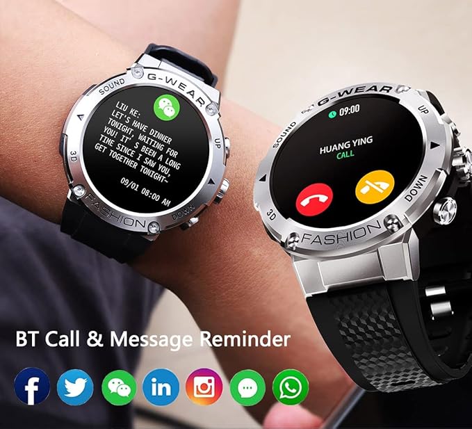 Military Smart Watch for Men Text&Call, 1.32'' AMOLED Fitness Tracker Watch Multi Sports Modes/Blood Pressure/SpO2/Heart Rate Monitor/IP68 Waterproof, Outdoors Sport Smartwatch for Android iOS