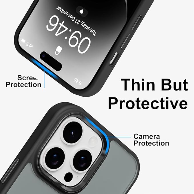 ZIYE Black Case for iPhone 14 Pro Case with Stand [Compatible with MagSafe] Slim Heavy Duty Protection Military Grade Shockproof Magnetic Cover with 360 Rotatable Ring Kickstand for Women Men