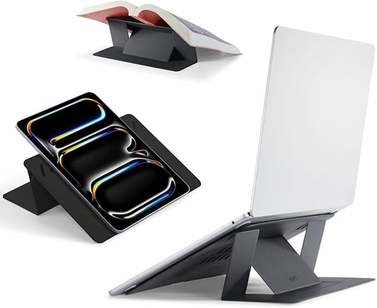 MOFT Invisible Laptop Stand for Desk, Stick-Free Tablet and Computer Stand with Dual-Angle, Foldable&Portable Laptop Riser Holder, Fits 13"+ Tablets & 15"+ Laptops, Jet Black (Non-Adhesive Version)