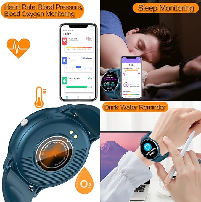 0.3inch Ultra Thin Smart Watch Fitness Tracker Pedometer with Heart Rate, Blood Pressure, Blood Oxygen and Sleep Monitoring Functions, Support Message Synchronization, Multiple OSD Languages