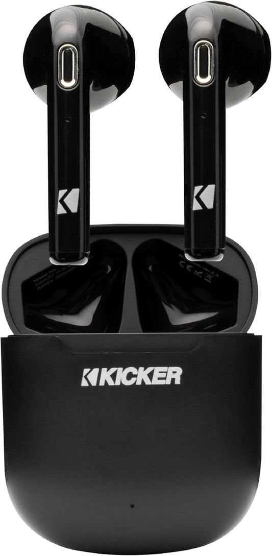 KICKER TWS1 True Wireless Earbuds, Bluetooth Earbuds with Microphone, Wireless Earphones for Android and iOS, Fast-Charging Case for USB-C with 20 Hours of Playtime