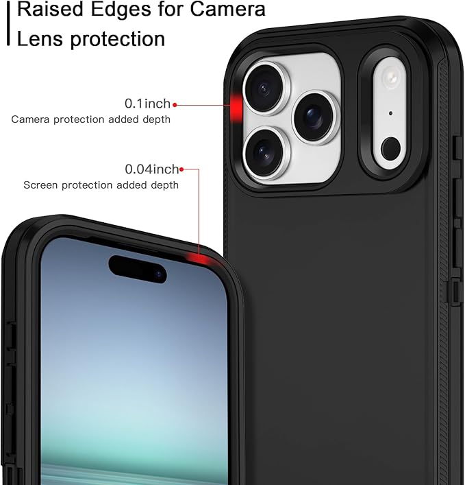 for iPhone 17 Pro Max Case Shockproof Dust/Drop Proof 3-Layer Full Body Protection [Without Screen Protector] Rugged Heavy Duty Cover Case for Apple iPhone 17 Pro Max 6.9" 2025,Black