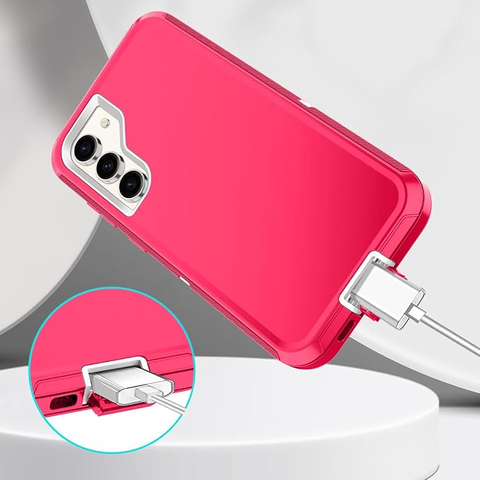 for Samsung Galaxy S23 Case Heavy Duty Protective Shockproof Dropproof 3-Layer Full Body Protection [Without Screen Protector] Tough Rugged Case for Galaxy S23,Pink/White