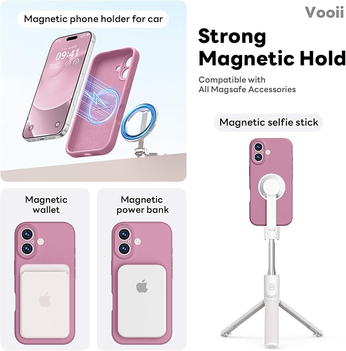 Vooii Magnetic Compatible with iPhone 17 Case (Compatible with Magsafe) (Upgraded Camera Protection) Liquid Silicone Shockproof Full Body Protective Phone Cover for Women Men, Lavender Purple, 6.3"