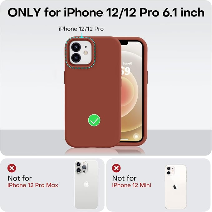 Vooii Compatible with iPhone 12 Case/iPhone 12 Pro Case, Liquid Silicone Upgrade [Soft Anti-Scratch Microfiber Lining] [Shockproof Drop Protection] Phone Case 6.1 inch - Caramel