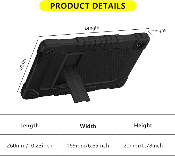 for Walmart Onn 11 Tablet Pro 2023 Model Shockproof Kids Friendly Rugged Hybrid Case Built-in Shoulder Strap Kickstand for Walmart Onn 11 Inch Pro Model:100110027 2023 (Black)
