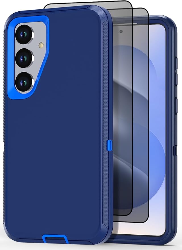 Designed for Samsung Galaxy S24 Plus/S25 Plus Case [with Privacy Screen Protector] 3-Layer Full Body Protection Rugged Shockproof Heavy Duty Phone Case Cover, Navy Blue