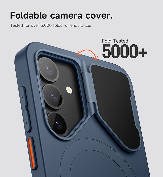 SURITCH for Samsung Galaxy S25 Phone Case, Magnetic Shockproof Bumper Case Slim Protective Cover with Camera Cover & Adjustable Metal Kickstand for Galaxy S25 (2025)-Dark Blue