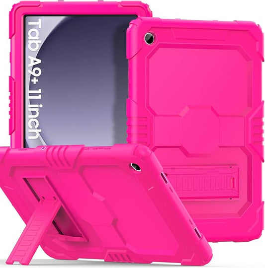 OKP Case for New Samsung Galaxy Tab A9+/ A9 Plus 11 Inch 2023 (SM-X210/X216/X218), Heavy Duty Shockproof Rugged 11" Galaxy A9+ Tablet Protective Cover with Kickstand for Kids Boys Girls, Hot Pink