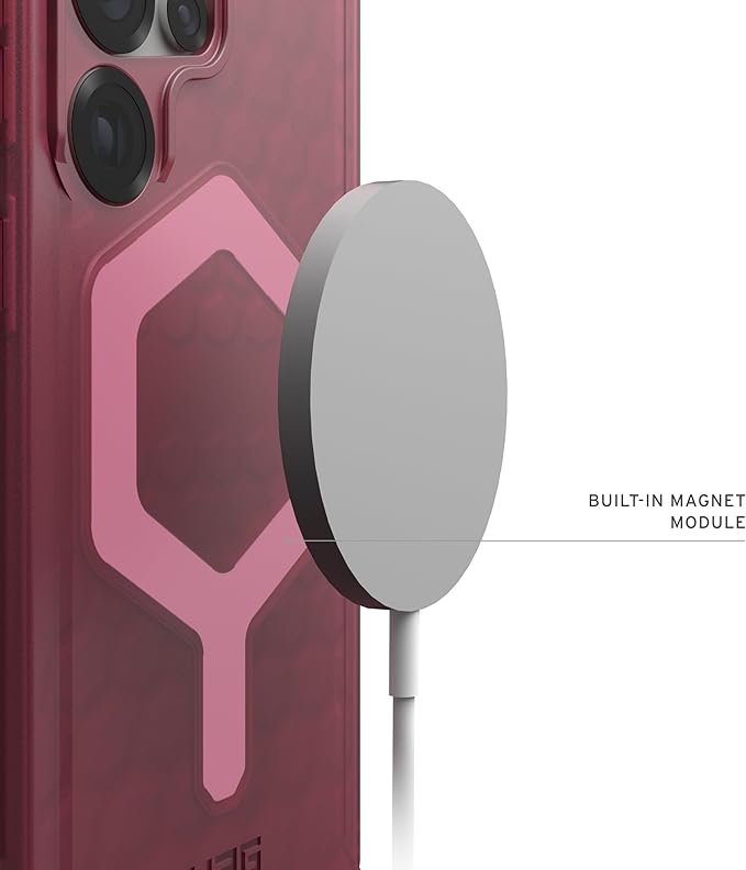 URBAN ARMOR GEAR UAG Designed for Samsung Galaxy S25 Ultra Case 6.9" Essential Armor - Compatible with Magnetic Charging Rugged Military Drop Tested Anti-Slip Protective Cover, Berry