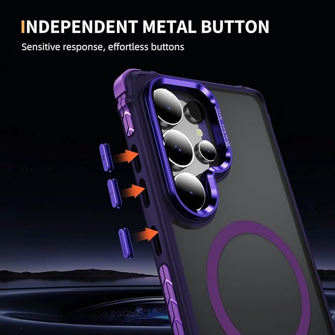 Magnetic for Samsung Galaxy S25 Ultra Case Purple Fit for MagSafe Military-Grade Shockproof Protection Adjustable Kickstand Slim Matte Anti-Fingerprint Cover Men Women