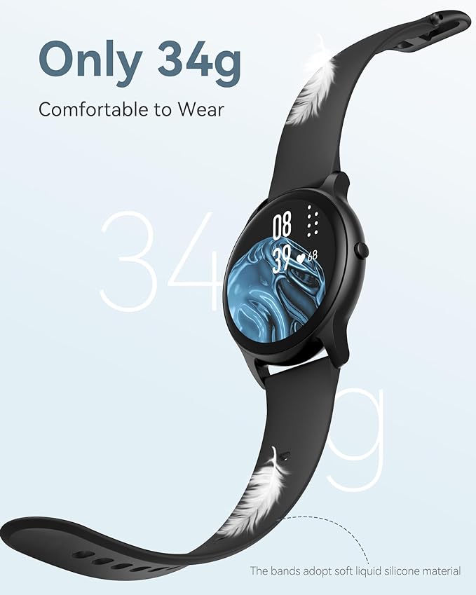 AGPTEK Smart Watch for Women Men, 5ATM Waterproof Smartwatch for Android and iOS Phones, Fitness Tracker Watch with 100+ Sports Modes, Heart Rate Monitor Pedometer Sleep Monitor, Black