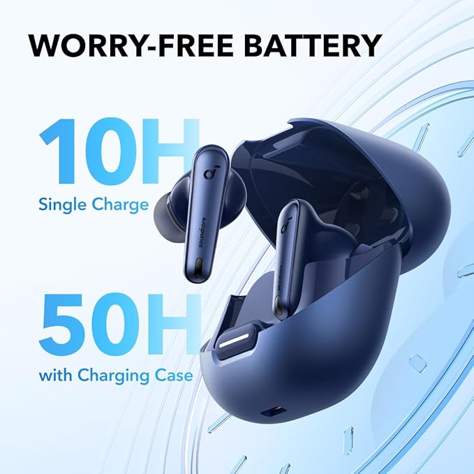 Soundcore by Anker Liberty 4 NC Wireless Earbuds, 98.5% Noise Reduction, Adaptive Noise Cancelling to Ears and Environment, Hi-Res Sound, 50H Battery, Wireless Charging, Bluetooth 5.3