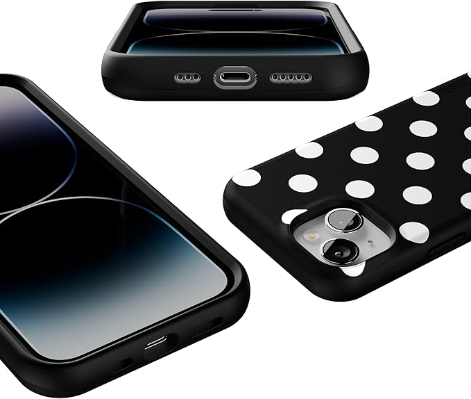 Casely iPhone 14 Case | Polka Dots | High Contrast Design | Compatible with MagSafe | Bold Protective Design