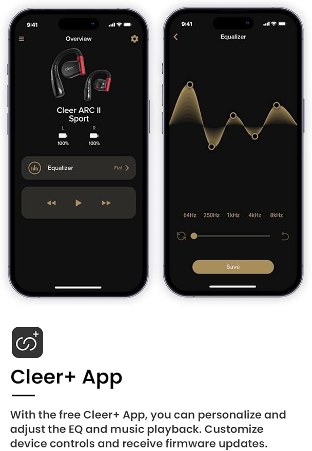 Cleer ARC II Sport Open Ear Headphones, True Wireless Ear Buds with Dual Mic, Sweat Resistant, Multi-Point Connect, 35 Hrs Playtime, Secure Fit, Bluetooth 5.3 Earbuds with Ear Hooks, Preset EQ, Black
