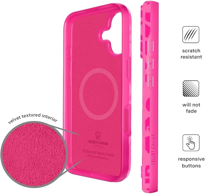 VELVET CAVIAR Case for iPhone 17 | Compatible with MagSafe | 10ft Drop Tested | Protective Designer Cases | Even Hotter Pink Leopard