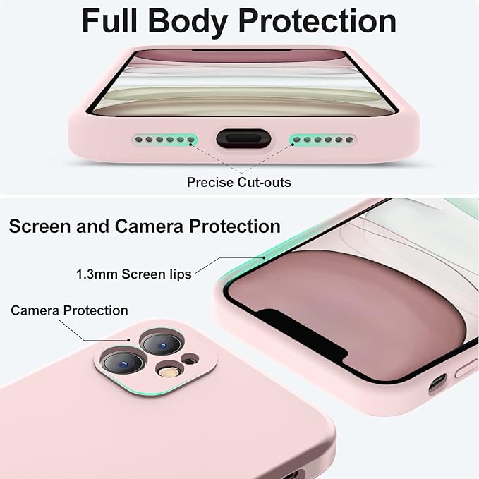 Vooii Compatible with iPhone 11 Case, Upgraded Liquid Silicone with [Flat Edges] [Camera Protection] [Soft Anti-Scratch Microfiber Lining] Phone Case for iPhone 11 6.1 inch - Chalk Pink