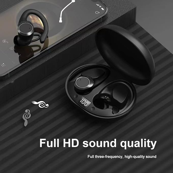AX9 Pro Wireless Over Ear Earbuds 10H Single Playtime with Power Display, IPX6 Waterproof Wireless Earbuds Running Comfortable Premium Sound Gym Headphones (Black)