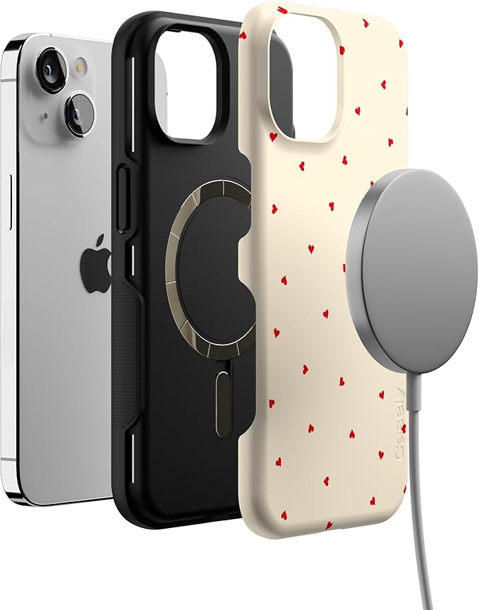 Casely iPhone 14 Case | Be Mine | Tiny Hearts | Compatible with MagSafe | Bold Protective Design
