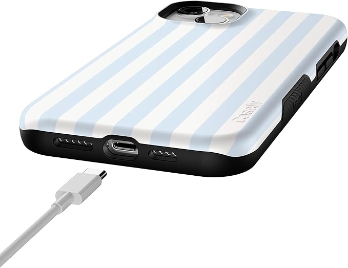 Casely iPhone 14 Case | Blue Stripes | Sunday Best | Compatible with MagSafe | Bold Protective Design