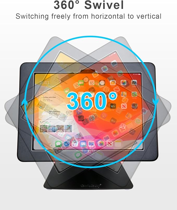 Desktop Anti-Theft Security Kiosk POS Stand Holder Enclosure for 2025 iPad 11" (A16) 11th / 10.9" 2022 iPad 10th, Flip & Rotate