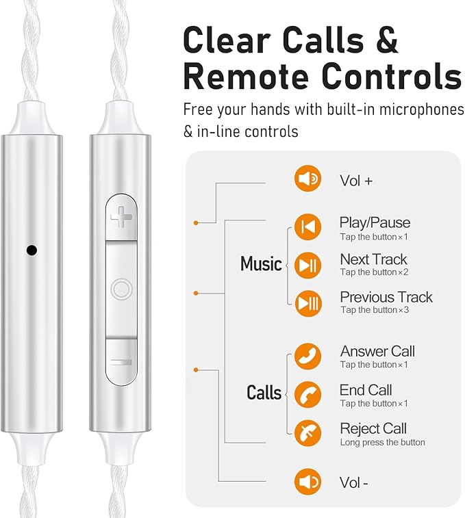 Vibes 202ML Wired Earbuds - HiFi in Ear Headphones - Noise-Isolating Ear Buds w/ Mic - Clear Sound, Deep Bass, Comfort-Fit Earphones - MMCX–Lightning for iPhone 5–14, Silver Plated Cord, Carrying Case