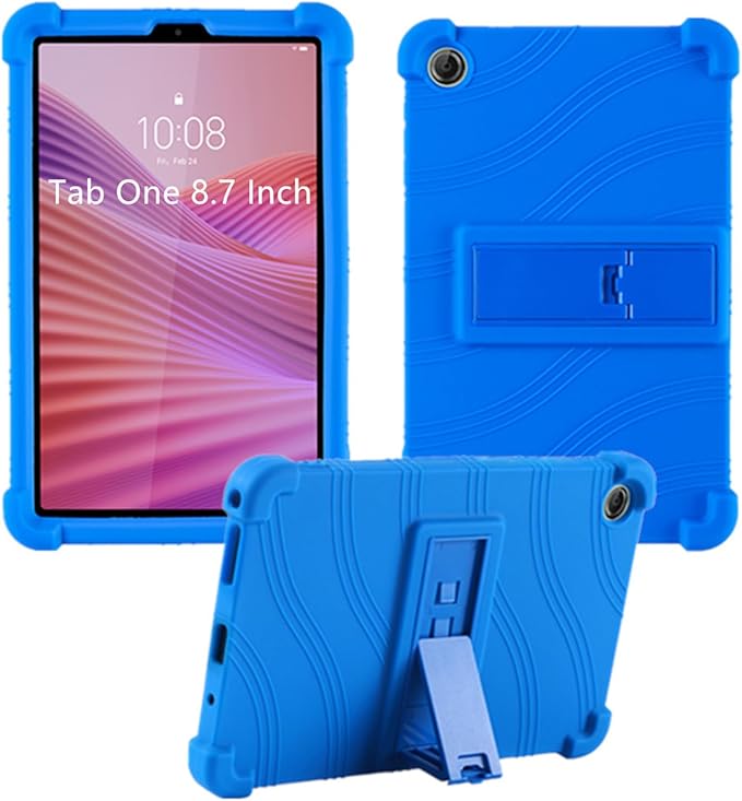 Case for Lenovo Tab One 8.7 Inch Tablet 2025 (TB305FU), Kids Friendly Soft Silicone Adjustable Stand Cover for Lenovo Tab K9 Tablet 8.7 inch Tablets (Blue)