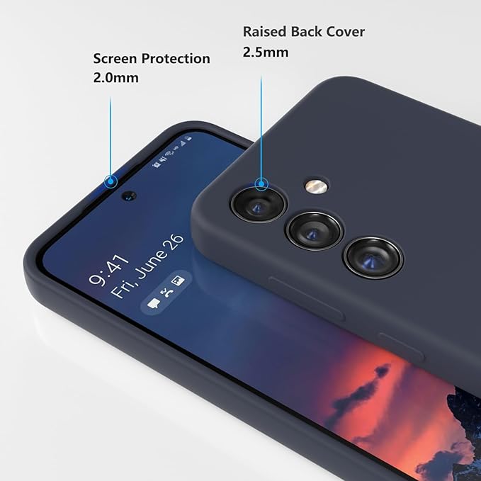 E Segoi Designed for Galaxy S24+Plus Case, Liquid Silicone Gel Rubber Shockproof Case Soft Microfiber Cloth Lining Cushion Compatible with Galaxy S24 Plus 5G 6.7 inch (Midnight, S24 Plus - 6.7")