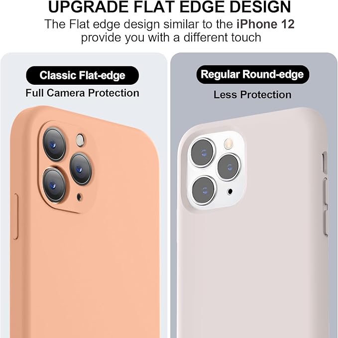 Vooii Compatible with iPhone 11 Pro Case, Upgraded Liquid Silicone with [Flat Edges] [Camera Protection] [Soft Anti-Scratch Microfiber Lining] Phone Case for iPhone 11 Pro 5.8 inch - Cantaloupe