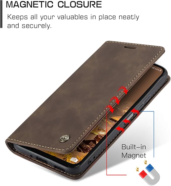 for Samsung Galaxy A16 5G Case, Flip Wallet Leather Case with Card Holder Magnetic Closure Shockproof Kickstand Protective Phone Cases Cover for Galaxy A16 5G / A16 4G, Coffee