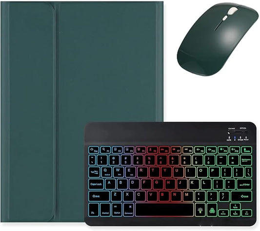 Backlit Keyboard for Galaxy Tab S9 FE+ 12.4″/ Tab S10+ / Tab S9+ / Tab S8+/S7+/S7 FE 12.4 inch Keyboard Case with Mouse, Magnetic Detachable Backlight Color Keyboard,Dark Green+Black