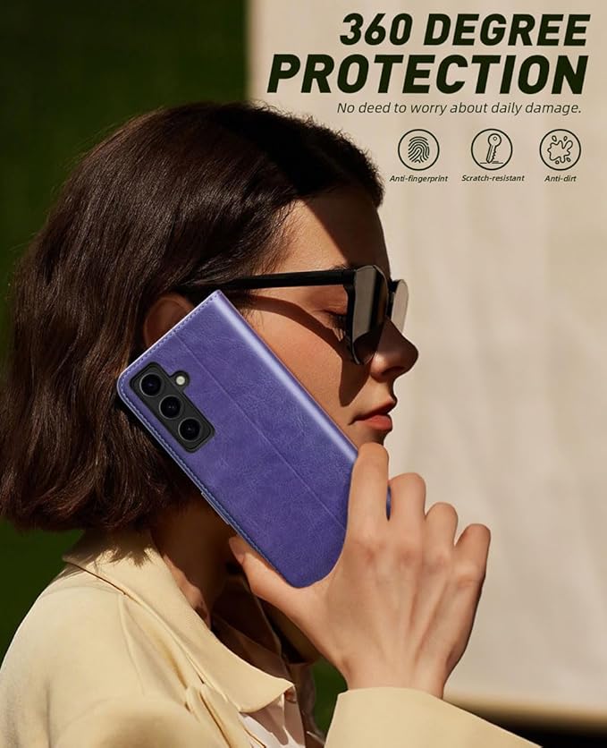 OCASE Compatible with Galaxy S24 5G Wallet Case, PU Leather Flip Folio Case with Card Holders RFID Blocking Kickstand [Shockproof TPU Inner Shell] Phone Cover (2024), Pulple