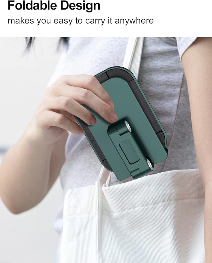 OCYCLONE Phone Stand, Adjustable Height and Angle Foldable Cell Phone Stand Holder for Desk, Taller iPhone Stand Compatible with 4.7"-13" Smartphones iPad Tablet, Green